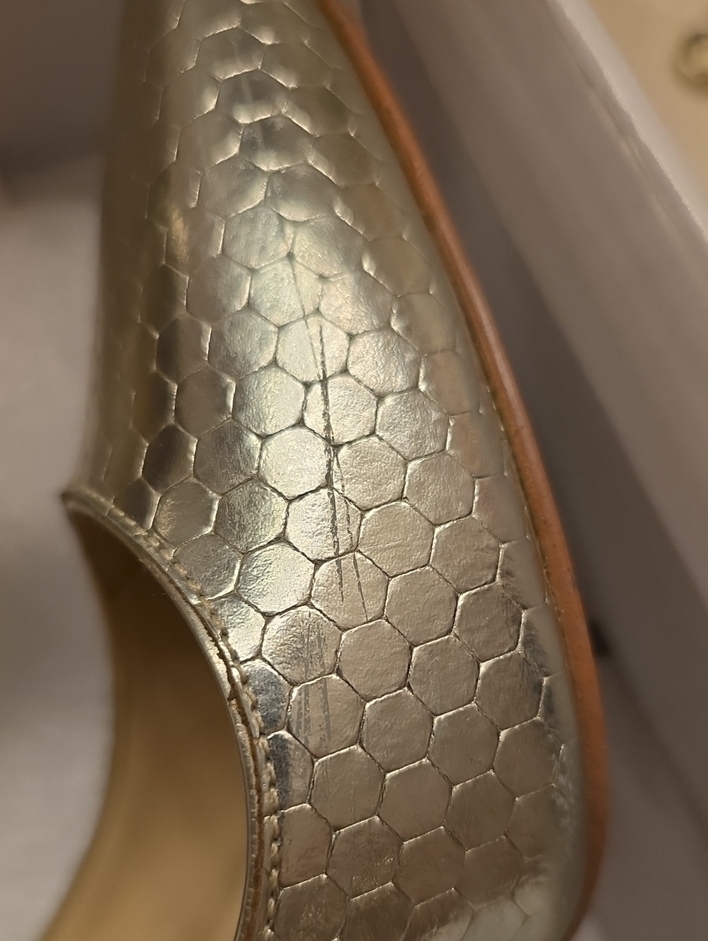 Nine West Metallic Gold Textured Pointed-Toe Pumps - Picture 12 of 12